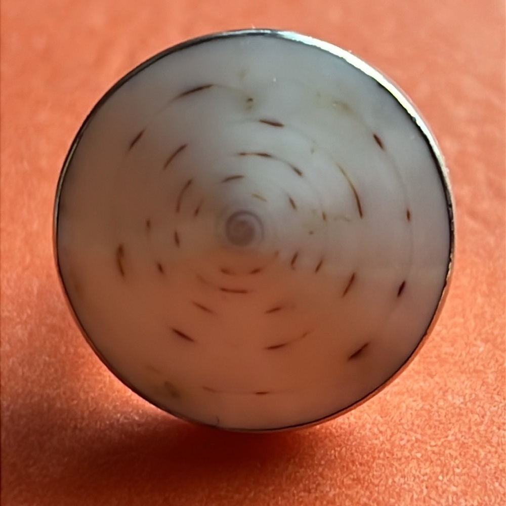 Large Vintage Solid Sterling Silver Shell Or Ston… - image 5